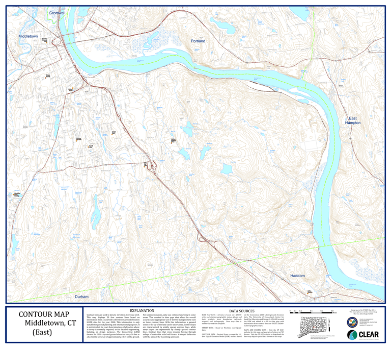 Middletown Ct East Contour Map