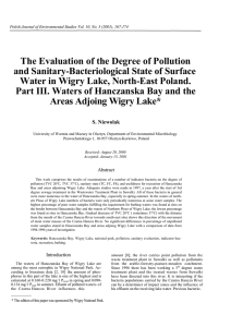 The Evaluation of the Degree of Pollution and Sanitary