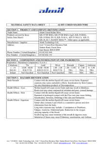 MATERIAL SAFETY DATA SHEET ALMIT CORED SOLDER WIRE