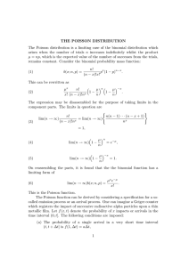 THE POISSON DISTRIBUTION The Poisson distribution is a limiting