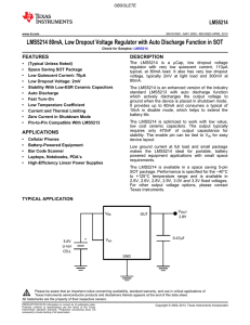 LMS5214 80mA, Low Dropout VReg w/Auto Discharge Func in
