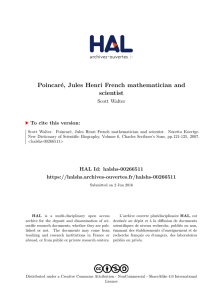 Poincaré, Jules Henri French mathematician and scientist - Hal-SHS
