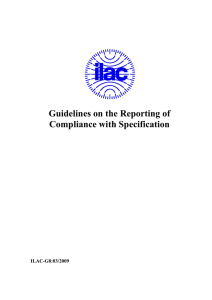 Guidelines on the Reporting of Compliance with Specification