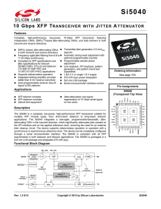 Si5040 Data Sheet -- 10 Gbps XFP Tranceiver with Jitter Attenuator