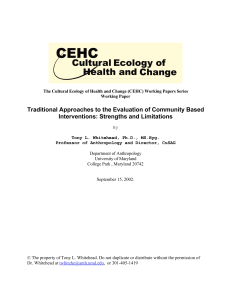 Traditional Approaches to the Evaluation of Community Based