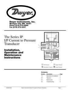 The Series IP I/P Current to Pressure Transducer