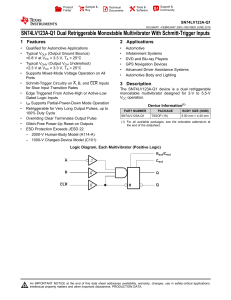 SN74LV123A-Q1 Dual Retriggerable Monostable Multivibrator With