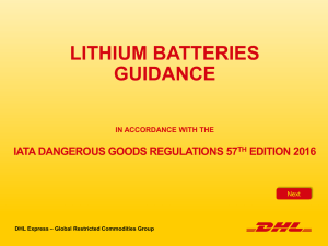 lithium batteries guidance in accordance with the iata