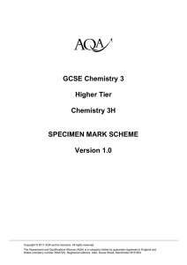 GCSE Chemistry Specimen Mark Scheme Higher Specimen