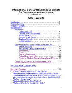International Scholar Dossier (ISD) Manual for Department