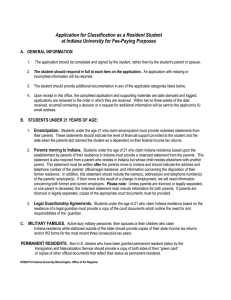 Application for Classification as a Resident Student at Indiana