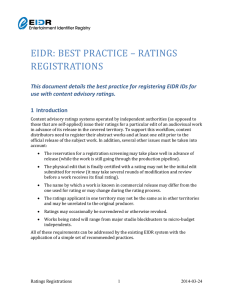 EIDR: BEST PRACTICE – RATINGS REGISTRATIONS