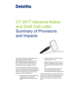 CY 2017 Advance Notice and Draft Call Letter Summary of