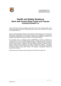 Guidance on work with human body fluids and tissue (PDF 65KB)