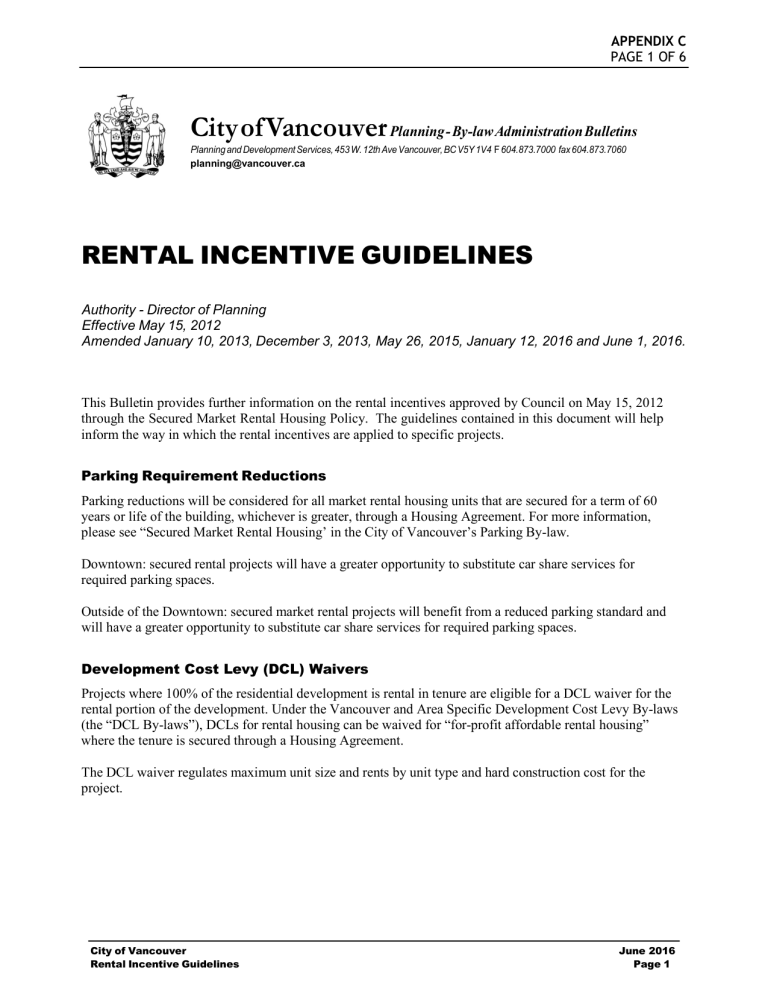 Rental Incentive Guidelines Rental Incentive Guidelines