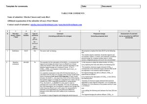 Template for comments Date: Document: TABLE - CDM