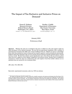 The Impact of Tax Exclusive and Inclusive Prices on Demand∗