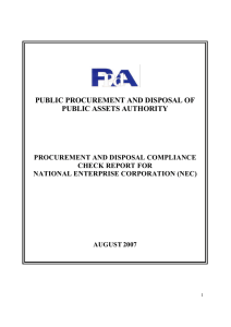 Compliance Check NEC - The Public Procurement Disposal of