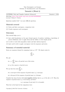 Tutorial 4 (Week 5) Material covered Outcomes Summary of