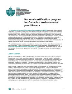 CECAB Overview (2002) - Canadian Environmental Certification
