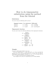 How to do trigonometric substitution using the method from the tutorial