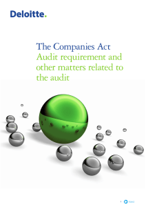 The Companies Act Audit requirement and other matters