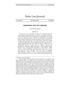 Choosing Not to Choose - Duke Law Scholarship Repository