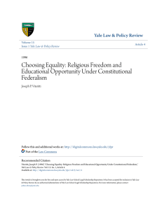 Choosing Equality: Religious Freedom and Educational Opportunity