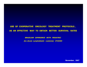 use of cooperative oncology treatment protocols , as an