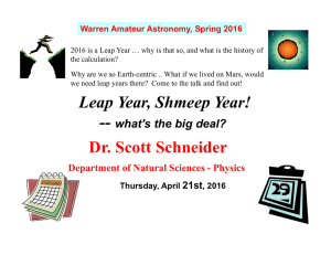 Leap Year, Shmeep Year! Dr. Scott Schneider