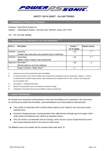 SAFETY DATA SHEET - SLA BATTERIES - Power