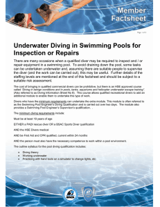 Underwater Diving in Swimming Pools for Inspection or