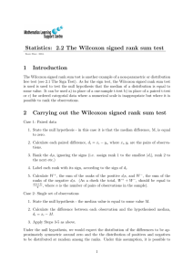 Statistics: 2.2 The Wilcoxon signed rank sum test 1 Introduction 2