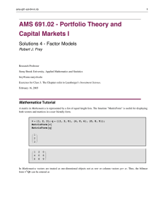 AMS 691.02 - Portfolio Theory and Capital Markets I