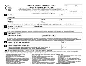 Relay for Life of Farmington Valley Youth Participant Waiver Form