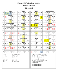 Escalon Unified School District School Calendar 2016-2017