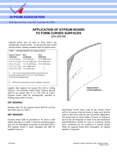 application of gypsum board to form curved surfaces