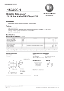 15C02CH Bipolar Transistor 15V, 1A, Low VCE(sat) NPN Single