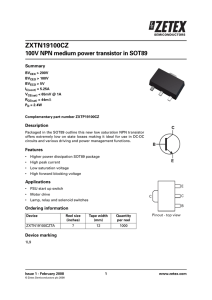 ZXTN19100CZ 100V/200V NPN low sat medium power transistor in