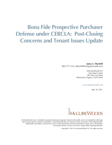 Bona Fide Prospective Purchaser Defense under CERCLA: Post