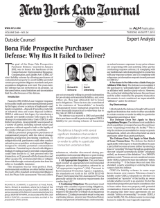 Bona Fide Prospective Purchaser Defense: Why Has It Failed to