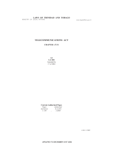 Telecommunications Act - Telecommunications Authority of Trinidad