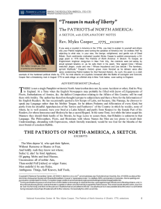 Rev. Myles Cooper, "The Patriots of North America,"