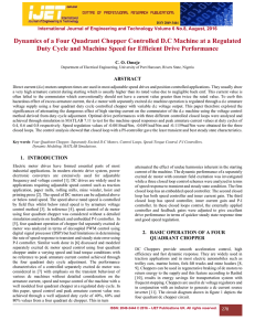 IJET Dynamics of a Four Quadrant Chopper Controlled D.C Machine