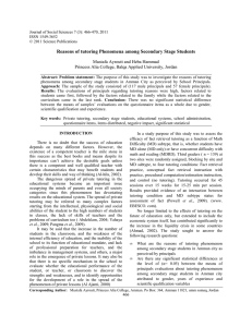 Reasons of tutoring Phenomena among Secondary Stage Students