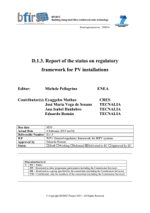 Status on regulatory framework for PV installations