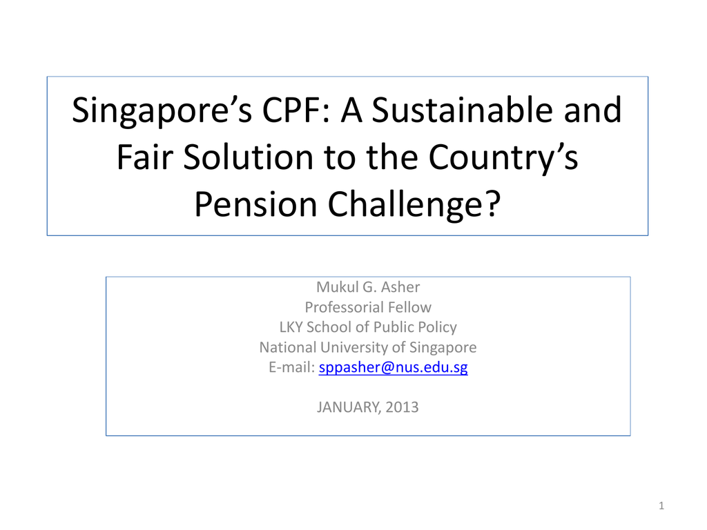 Singapore S Cpf