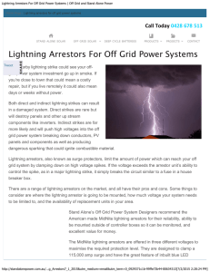 Lightning Arrestors For Off Grid Power Systems | Off Grid and Stand