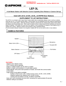 AIPHONE LEF-3L 3-Call Master Intercom Station Wiring Instructions