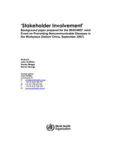 Stakeholder Involvement - World Health Organization